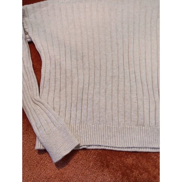 ABERCROMBIE & FITCH 90's OATMEAL BEIGE CROPPED ROLL NECK SWEATER CABLE KNIT S - Picture 3 of 8